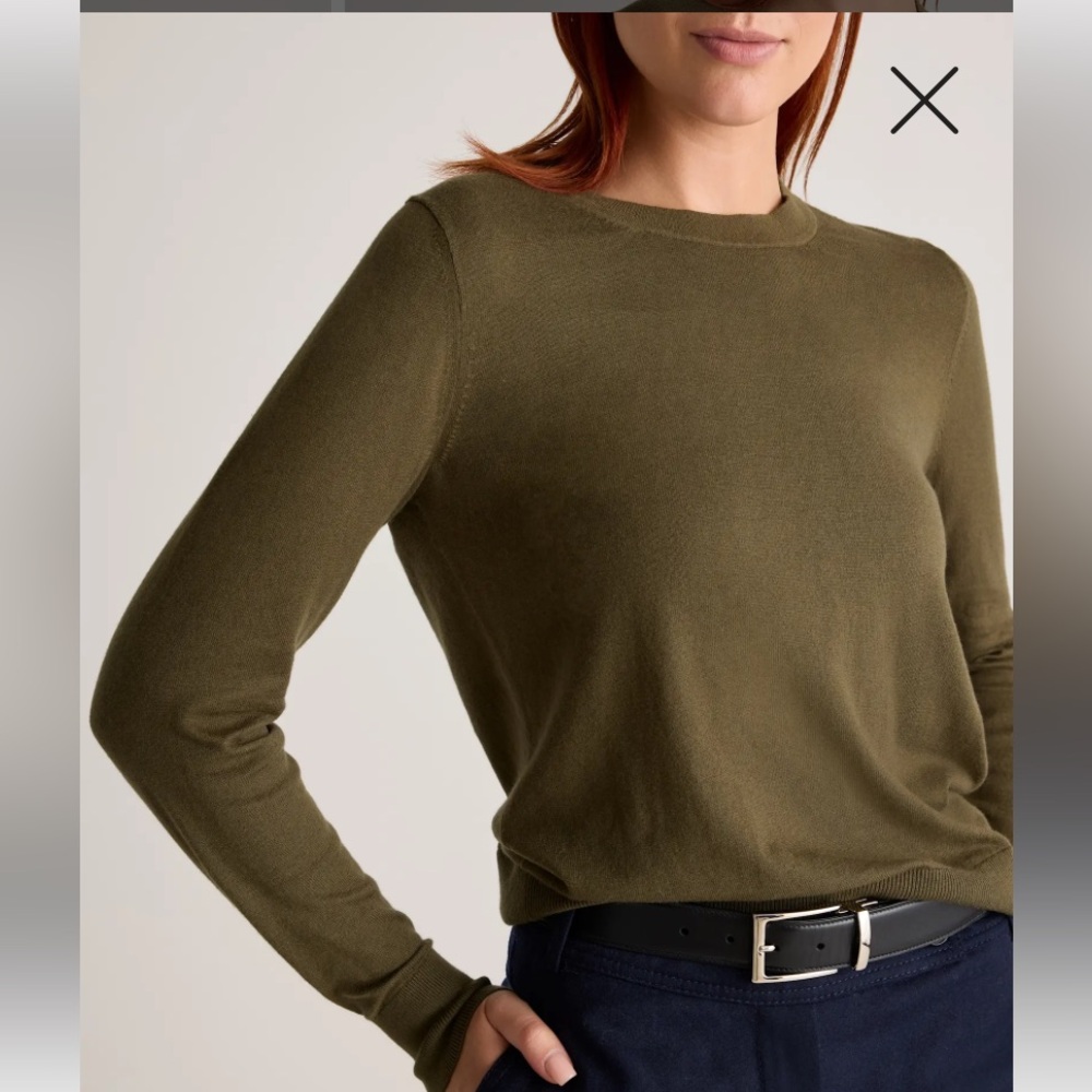 QUINCE WOMEN LIGHTWEIGHT COTTON LONGSLEEVE SWEATER GREEN M